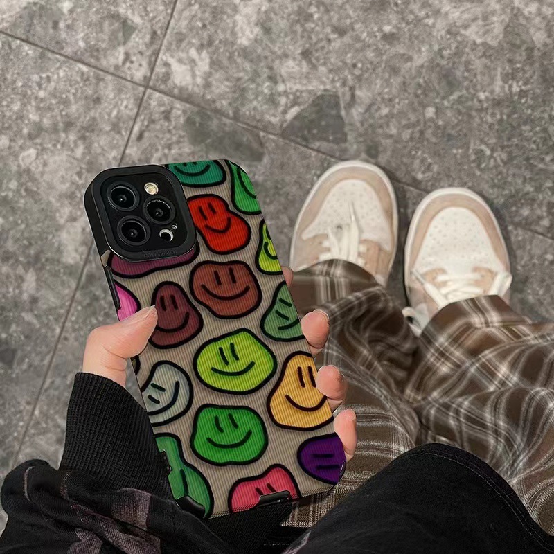 Samsung A53 Phone Case Minimalist Colorful Smiling Face Design_voghion.com