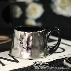 暗银火山杯大耳创意陶瓷马克杯咖啡杯水杯家用情侣杯时尚简约INS