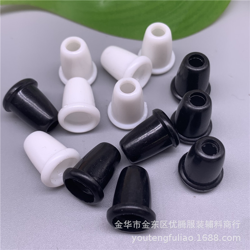 厂家批发现货雨衣吊钟 无盖塑料吊钟 白色黑色绳扣卫衣帽绳穿绳扣