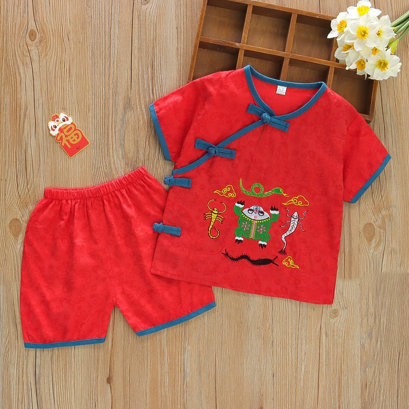 2023 Летний Новый детский костюм Тан, костюм в этническом стиле ханьфу, детская еженедельная одежда в старом китайском стиле на сто дней