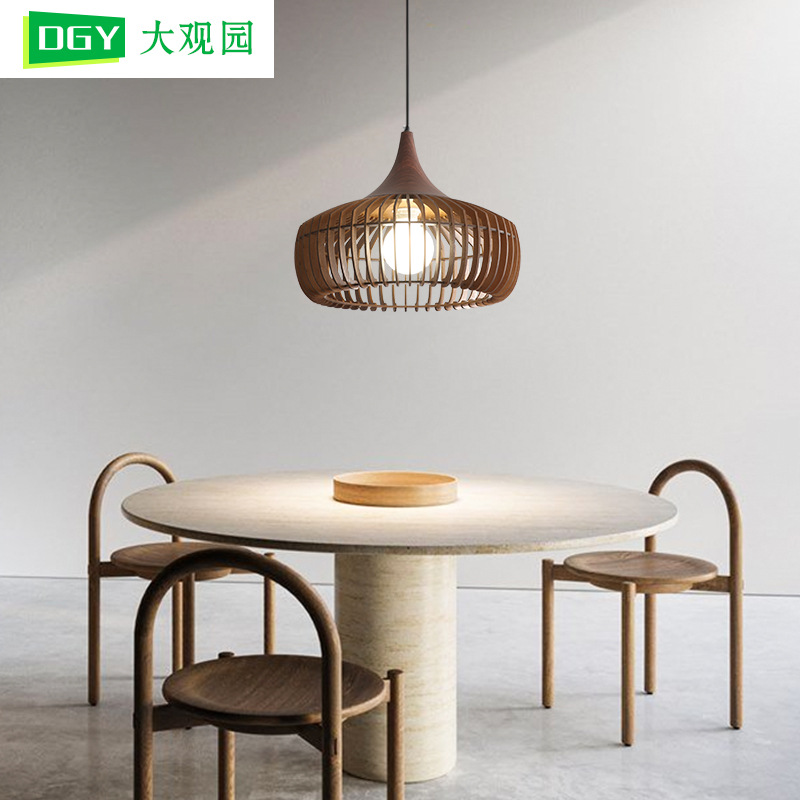 Lámpara de restaurante chino lámpara de bar moderna simple medieval creativa jaula de pájaros lámpara de mesa de comedor de madera Zhongshan lámpara 522L