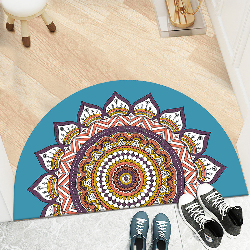 Transfronterizo retro estilo étnico semicírculo alfombra del piso del hogar dormitorio antideslizante alfombra del piso cuarto de baño puerta de entrada mat