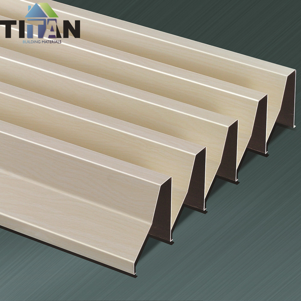 Rejilla de aluminio decorativa con revestimiento cuadrado de aluminio de grano de madera curvo, tubo en forma de U ondulado, techo, techo de forma especial, cuadrado de aluminio