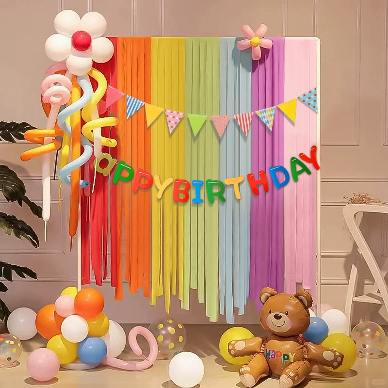 Лента из креповой бумаги для оформления детского дня рождения, реквизит для фотосессии, украшение, утолщенные полоски ленты с кистями