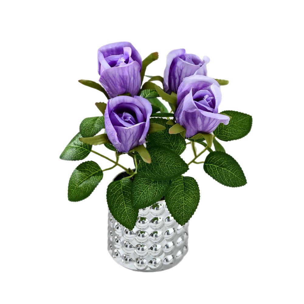 Transfronterizos de 4 cabezas de flores falsas de bonsai moda imitación de maceta decoración del hogar fotografía ornamentos de flores artificiales de boda image 6