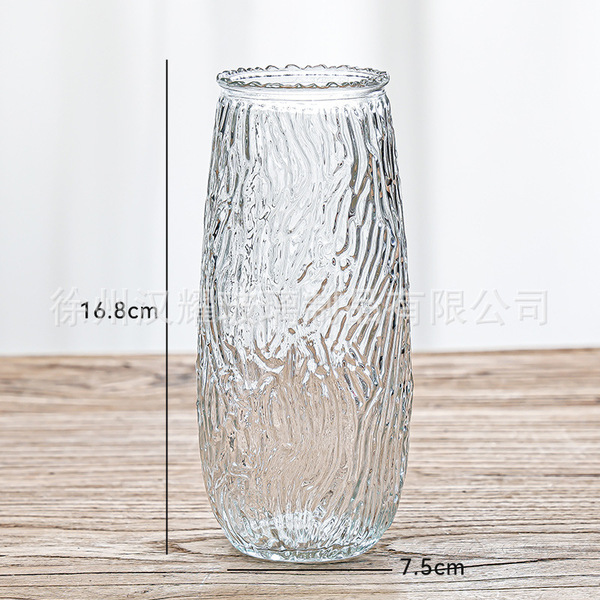 Retro light luxury relief transparent French mini glass vase living…