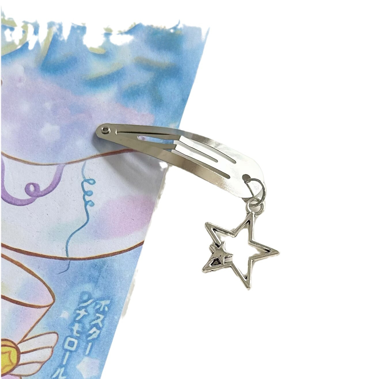 Enkel stjärnspänne för BB-hårspänne i japansk och koreansk stil, fräsch och söt tjejhjärtspänne för sidolugg, huvudspänne_voghion.com