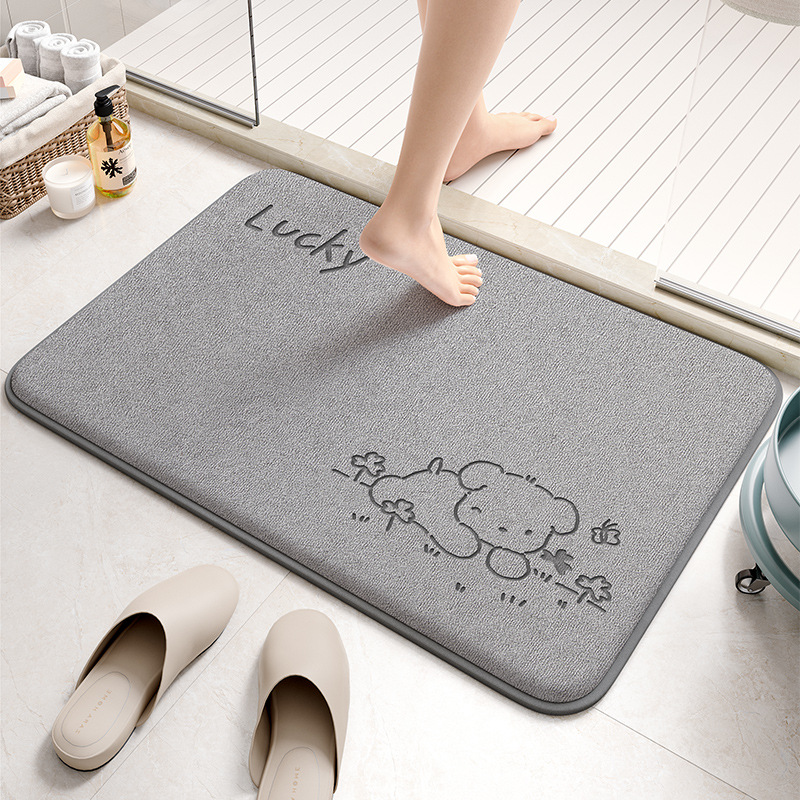 Cross-border Coral Fleece Bathroom Mat Strong Absorbent Anti-slip Mat Dirt-resistant and Easy-to-take-care Home Toilet Door Mat