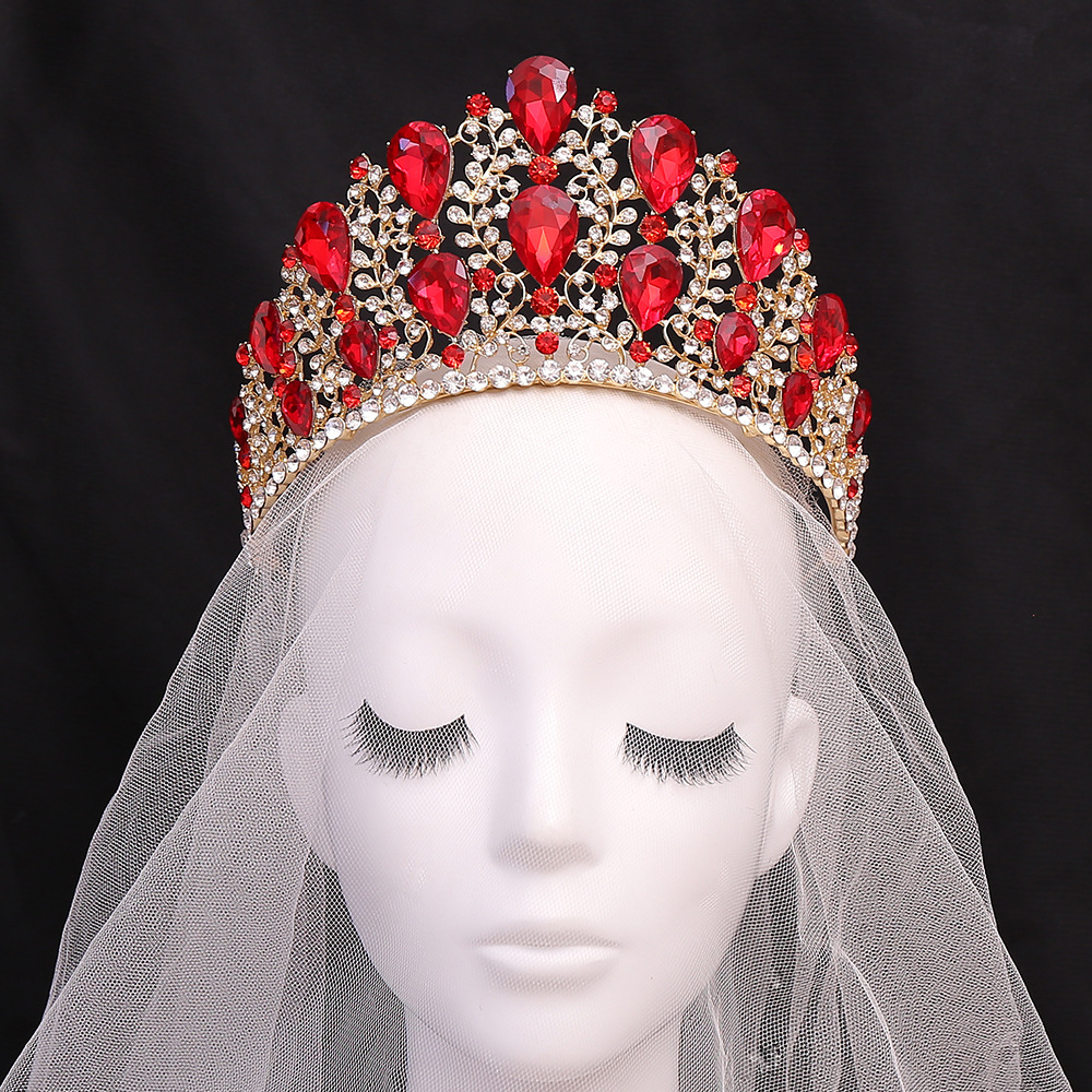 Alloy, Rhinestone Material Romantic Shiny Water Droplets Crown Alloy Rhinestone Crown