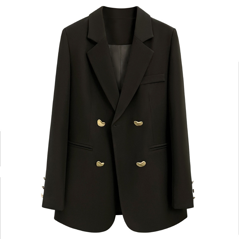 455g Weight Blazer Outerwear Type Long Sleeve Sleeve Length Single Breasted Placket Type Polyester Fabric Type Coat Tops Type 1 Piece Quantity Daily Occasion Turndown Neckline Loose Fit Type Solid Color Pattern Spring, Autumn Season Women's Gender Elegant Style Women's Coat Long Sleeve Blazers Elegant Solid Color 10