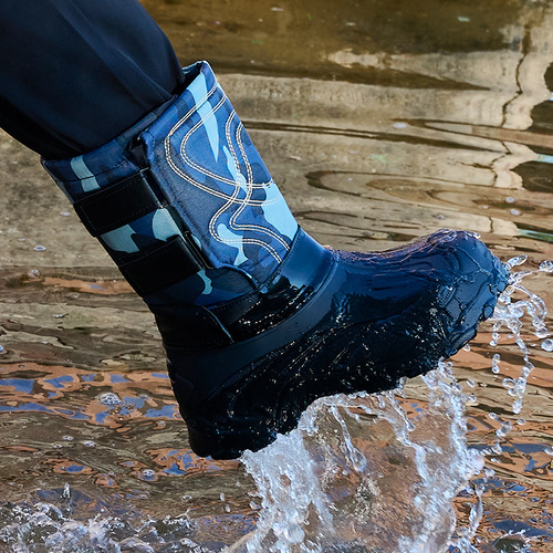 Men's Snow Boots with Fleece Lining, Warm and New Cotton Shoes, Thick Fishing Boots with EVA Waterproof Snow Snow Boots