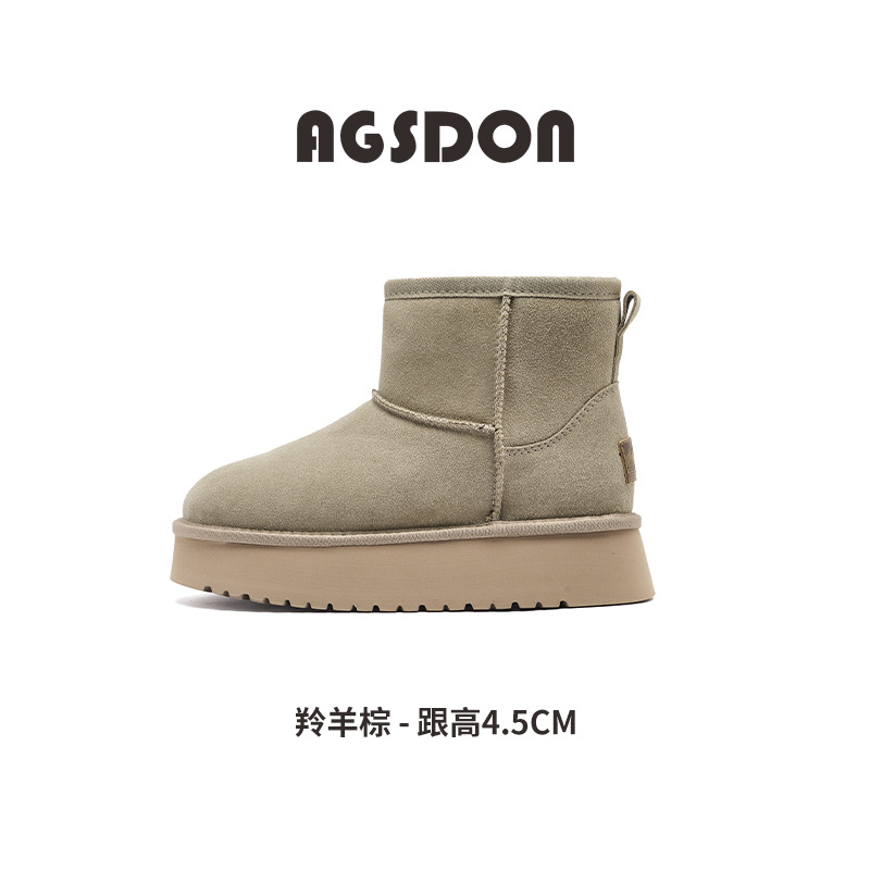 Botas de nieve Augu Shiden para mujer, nuevo estilo 2025, zapatos de algodón, estilo francés, botas cortas de moda, botas cortas de suela gruesa para otoño e invierno.