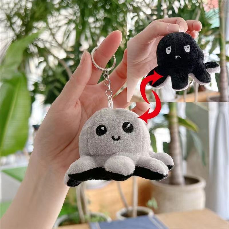 Double-Sided Octopus Bag Small Doll Octopus Plush Toy Flip Small Octopus Pendant Face-changing Birthday Gift
