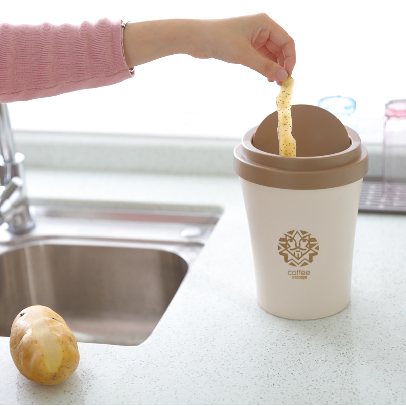 Yijia creativo café taza de almacenamiento cubo protección del medio ambiente Mini cocina salón dormitorio escritorio basura al por mayor