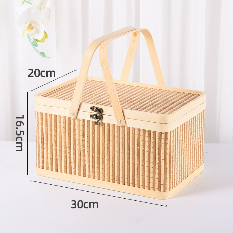 Bamboo Basket Hand -lifted Basket Egg hairy Crab Salum Sausage Fruit New Year's Day Founded Bamboo Basket Basin Gift Box