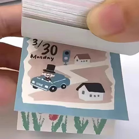 2026年涂鸦插画mini日历可撕翻页台历365页一日一页桌面摆件年历|undefined