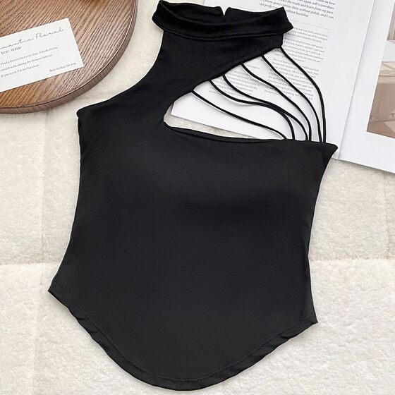 L288# beautiful girl hollow neck small camisole summer slim irregular short coat