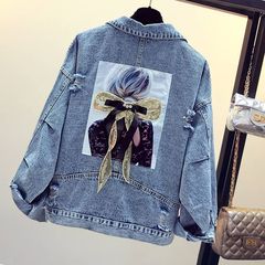 网红刺绣牛仔外套女春秋新款宽松韩版bf流行欧洲站重工绣花外套潮