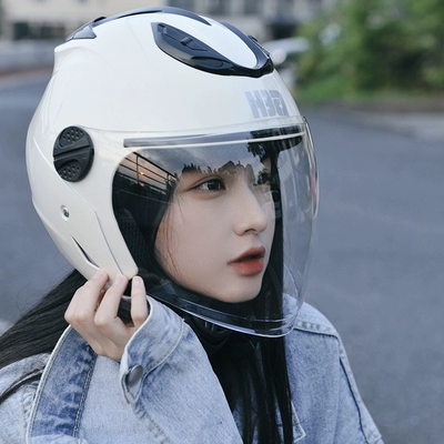 Motosiklet dəbilqələri, 3C certification anti-fog helmet women's - one-size-fits-all-white-3c-certification-anti-fog-sticker