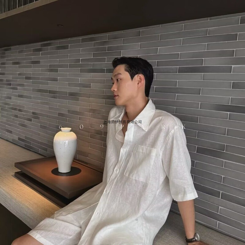 Old Money Style, Lazy and Relaxed Vibe, Retro Linen Casual Men's Summer Outfit, Handsome Shirt and Shorts Set