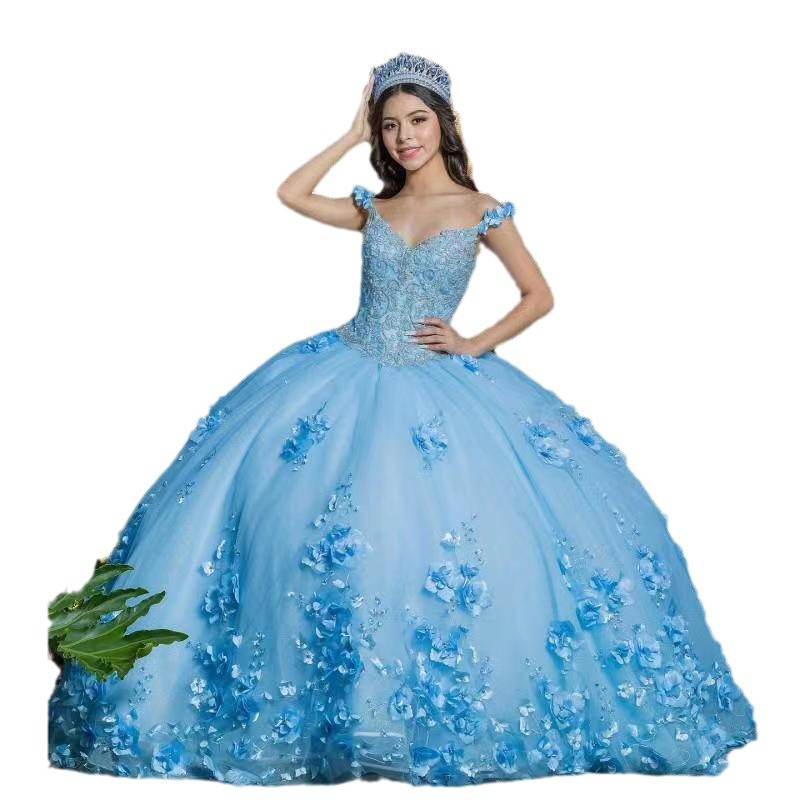 Vestido tutú largo azul pavo real, disfraz para actuación vocal de estudiantes, modelo nuevo de verano 2026