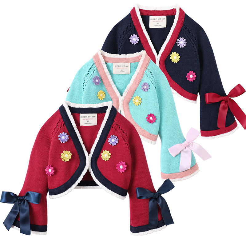 Ropa para niños DIY estilo europeo y americano corte español niños bebé suéter cardigan chal abrigo niñas de punto cardigan
