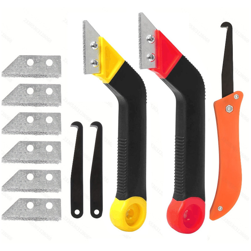 9-piezas grouting herramienta puerta y ventana piso costura vidrio pegamento limpieza gancho cuchillo costura limpieza costura sierra cuchillo