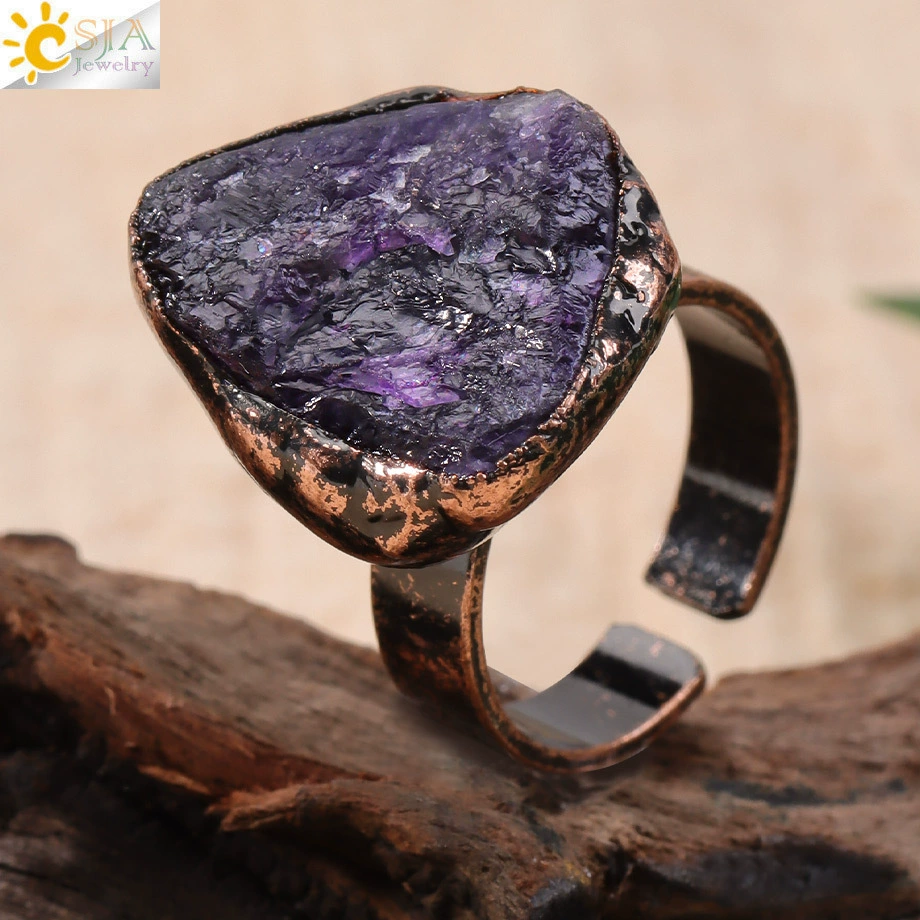 (Cross-border trading), retro organic crystal, natural ore, adjustable ring with stone