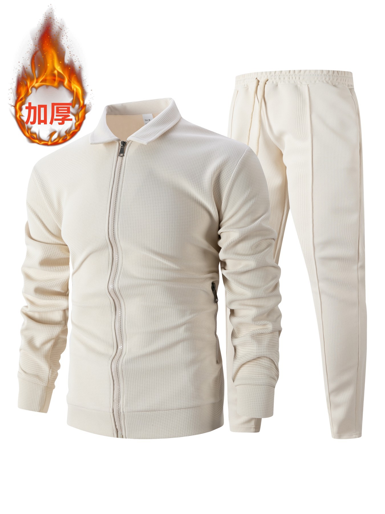 2025 Chaqueta transfronteriza para hombre otoño juventud waffle bolsillo con cremallera solapa cárdigan delgado traje de chaqueta para hombre