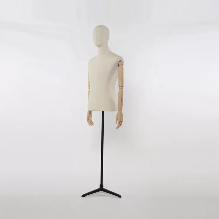 半身包布男模特 半身人体陈列道具 木手男模特道具 半身带头