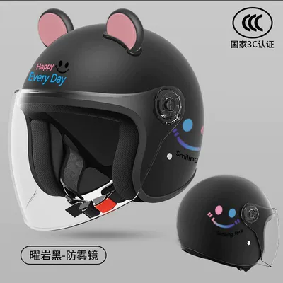 New national standard certification for: Motosiklet kaskı (dəbilqə) - keep-warm-in-autumn-and-winter-happy-every-day-matte-black-ears