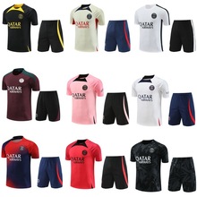 现货批发运动服上衣裤子套装赛季成人短袖巴黎球衣训练服套装