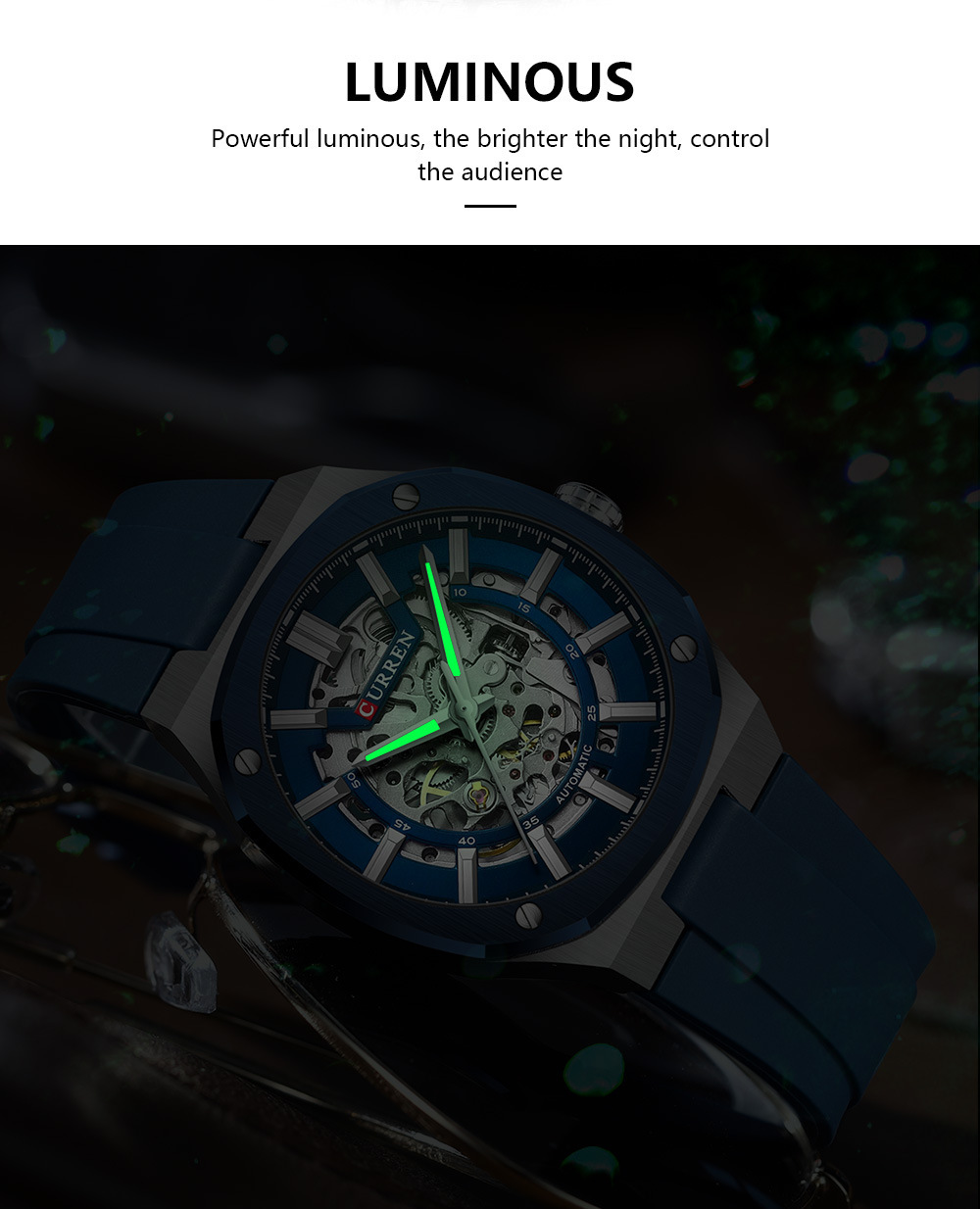 Curren Men's Automatic Skeleton Mechanical Watch Waterproof_voghion.com