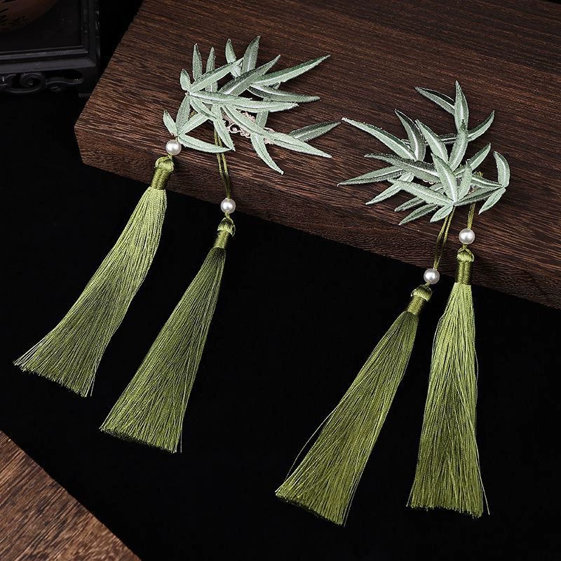 Народный стиль оригинальный бамбук имитация обернутые цветы Шелковые цветы жемчужина кисточкой заколка для волос