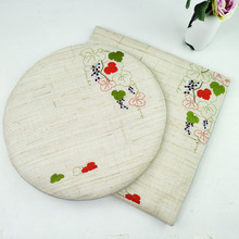 日式简约手织苎麻绣花餐桌椅坐垫家用禅意蒲团红木椅垫靠垫