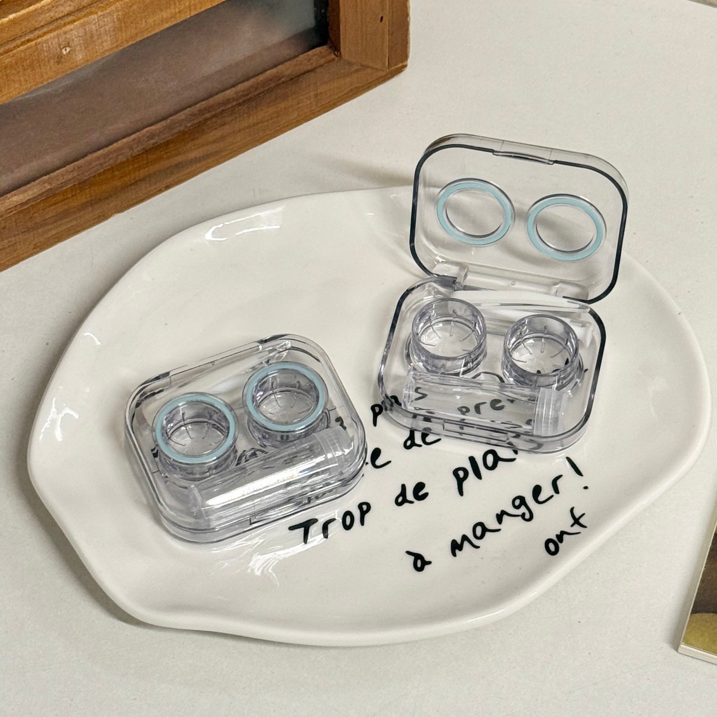 コンタクトレンズケース携帯透明ミニシンプル一体型カップルケース美瞳二重ケースは、カバーas755をねじる必要はありません