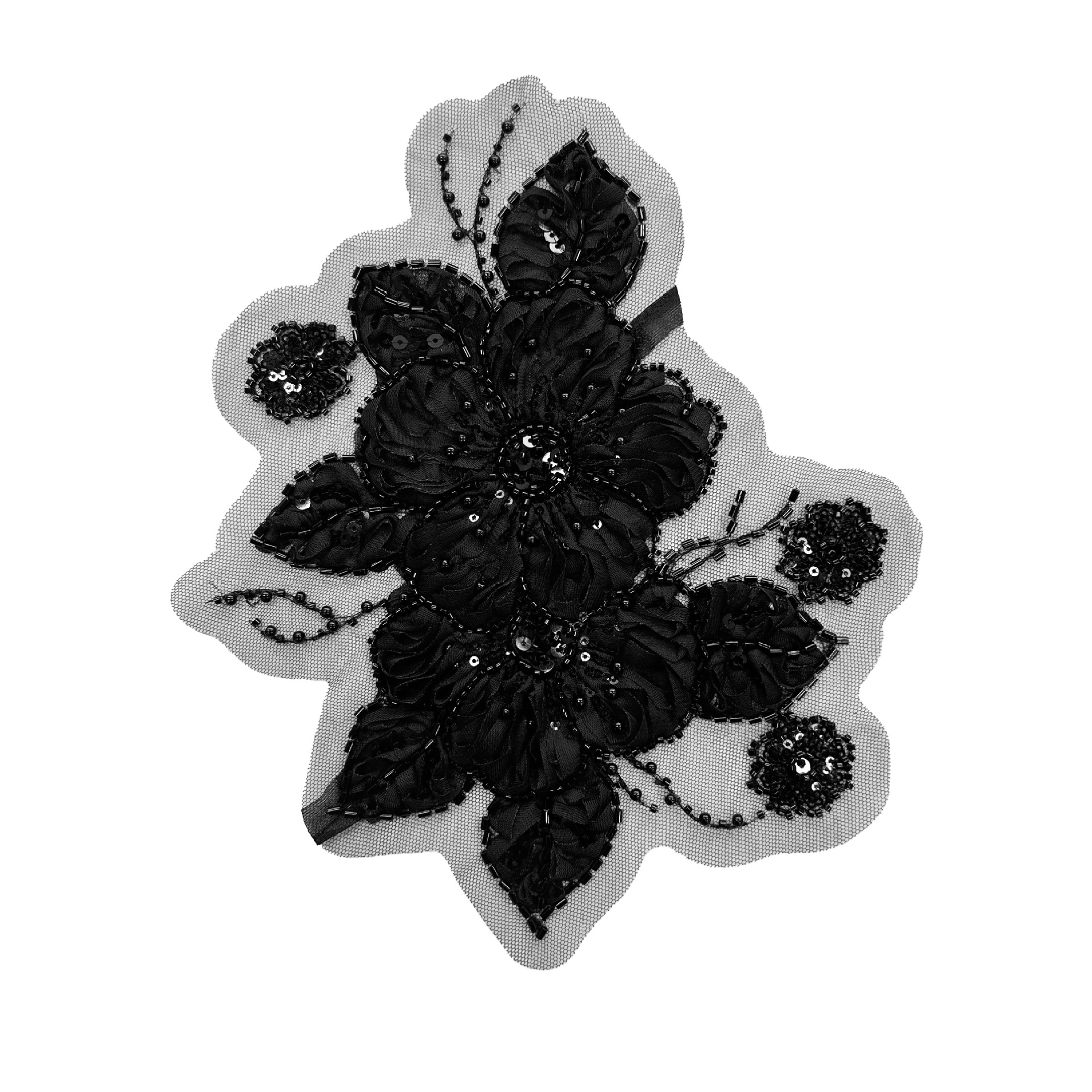 Sequinilla de industria pesada bordado flores mariposa malla gaza pegada ropa collar puño decoración parche tridimensional image 9