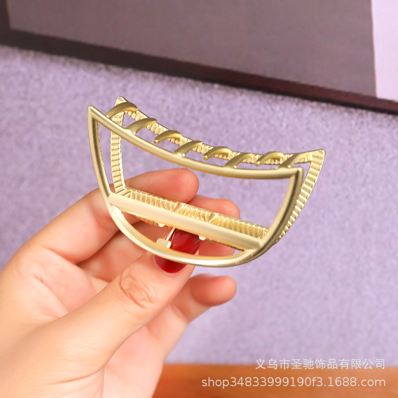 Pinza de Pelo Estilo Coreano, Accesorio para el Cabello con Revestimiento Electrolítico de Aleación, Pinza de Tiburón Grande, Simple y Moderna para Mujer