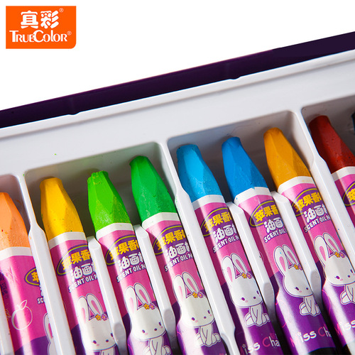 True Color 2346 Apple Oil Pastel Kindergarten Children Charming Rabbit Flip Cover Oil Pastel 36 Color Crayons