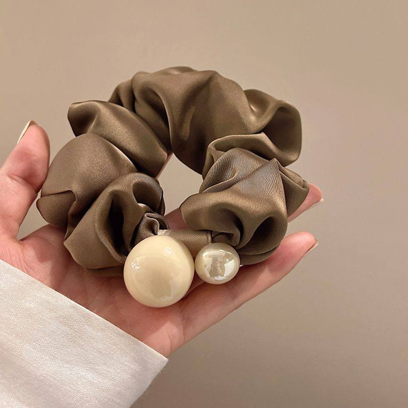 Satín coreano anillo de cabello de intestino grande mujer de moda cuerda de cabeza de alta calidad temperamento flor de cabello bola de cabello toque de cabeza