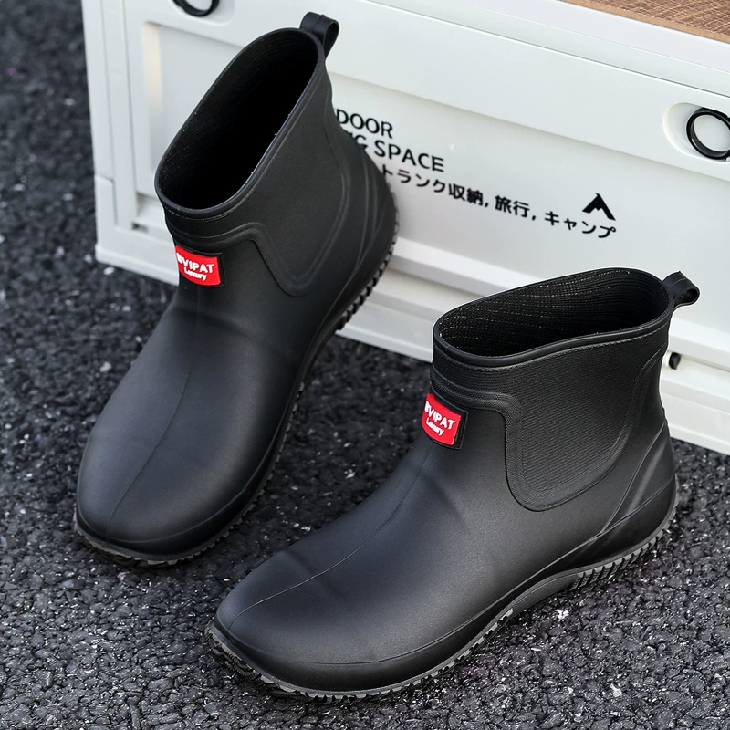 Дождевая обувь мужская короткая труба, дождевая сапоги противоскользящая и износостойкая водная обувь работа шеф-повар женская резиновая обувь водонепроницаемая строительная площадка