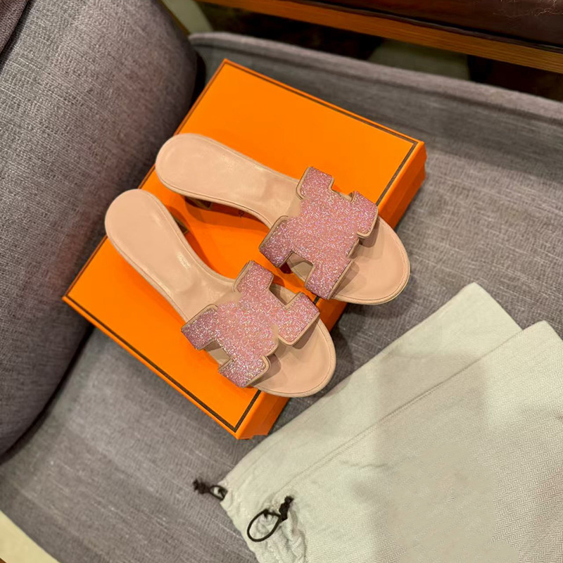 鼎羊皮の新型真皮平底ネット赤同タイプのスリッパ女性夏外着一字引きビーチカジュアル太さと涼しさ引き