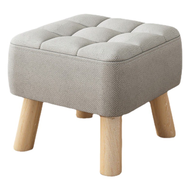 Taburete pequeño de madera maciza estilo corto hogar simple tela asiento sala de estar banco pequeño sofá suave pie gabinete de zapatos taburete