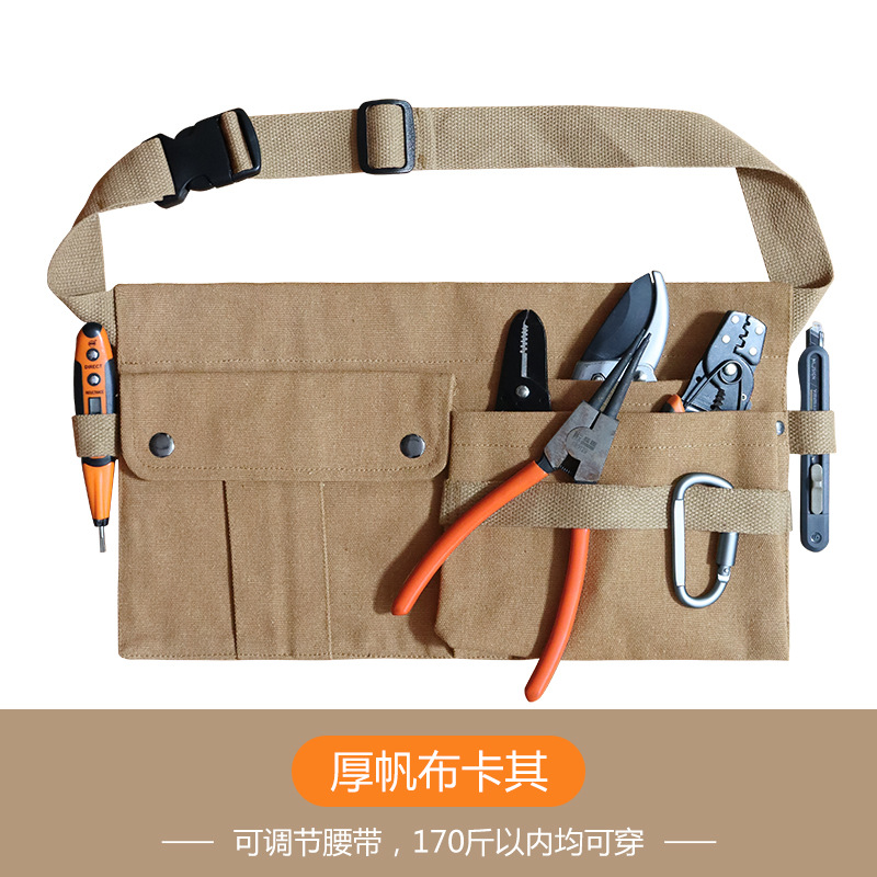 Amazon lienzo delantal medio-longitud cintura corta bolsa electricista carpintería TRABAJO ROPA herramienta delantal medio-longitud fábrica al por mayor