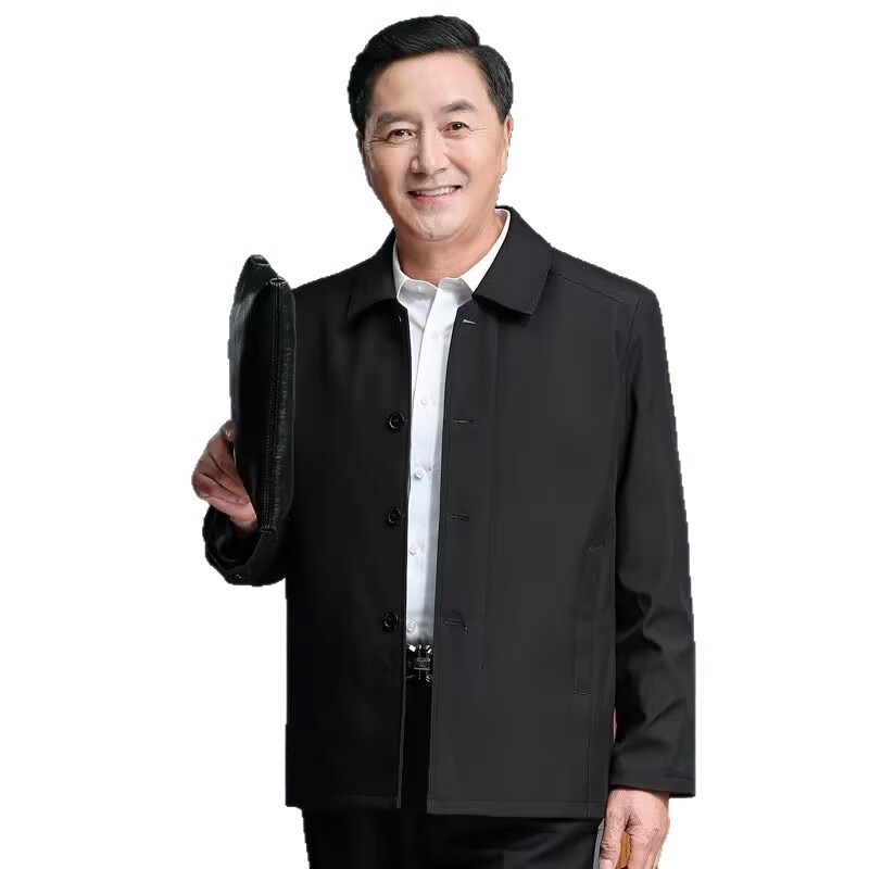 중장년 남성 봄가을 루즈핏 터틀넥 재킷 통기성 긴팔 캐주얼 아빠 외투