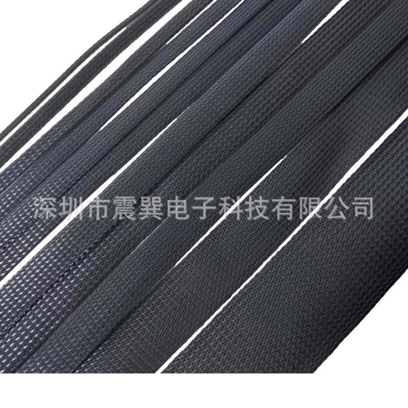 Черная огнестойкая плетеная сетка из ПЭТ нейлоновая плетеная сетка из змеиной кожи Труба Телескопическая втулка Расширительная сетка Труба