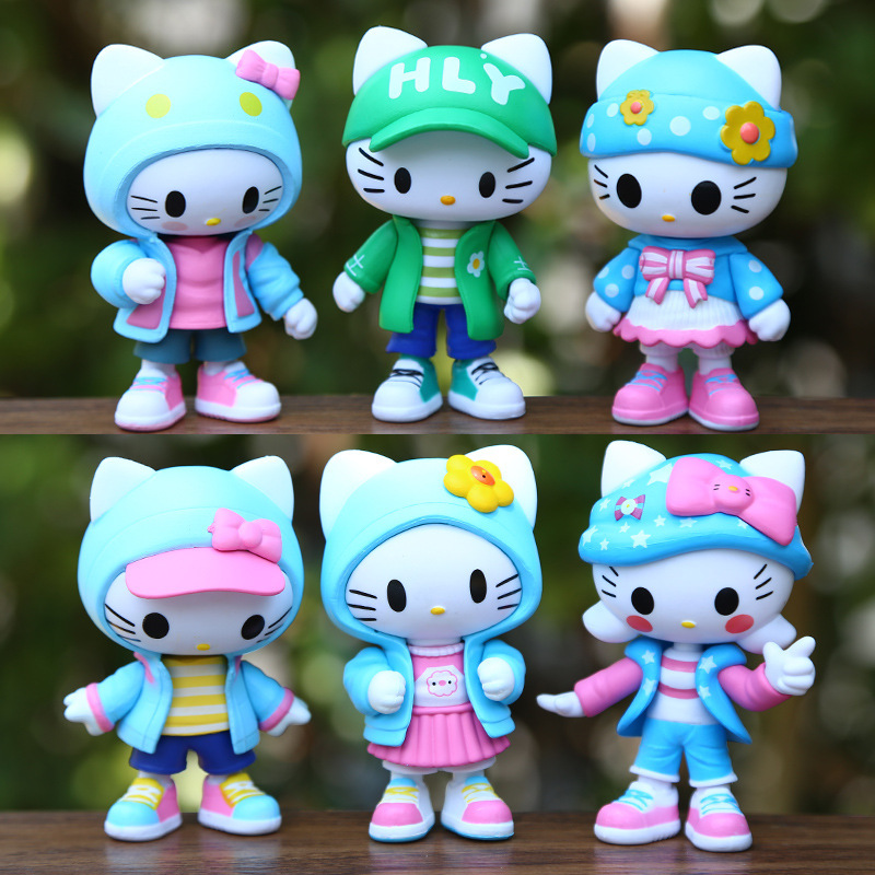 Tide Play Tide Clothing KT Cat Doll Hand-made Cute Fashion Kitten Doll Room Desktop Car Decorations Ornaments