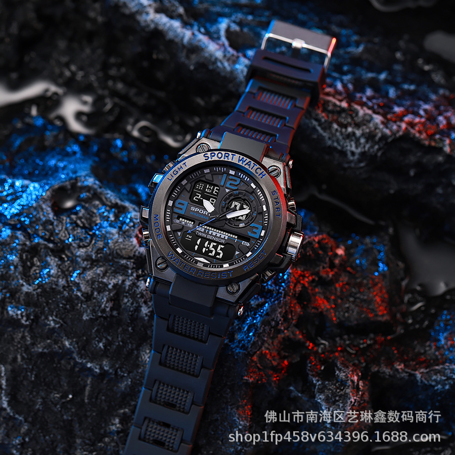 Tendencia de la moda 6024 deportes al aire libre reloj a prueba de golpes niños y niñas multi-funcional impermeable luminoso reloj electrónico