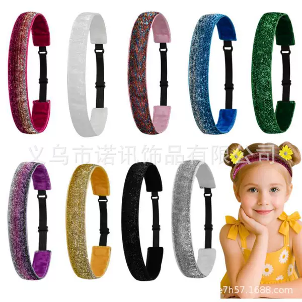 European and American Style Sequin Children's Sports Headbands, Elastic Glitter Headbands, Shiny Hair Accessories Wholesale
