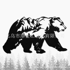 クロスボーダー工芸品鉄中空森林ヒグマ壁装飾絵画リビングルームの装飾装飾品ホームクラフト装飾